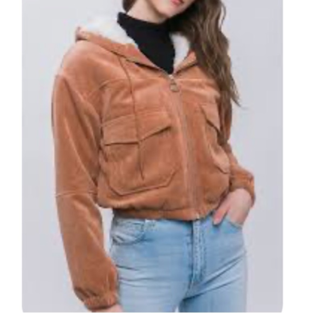 Ashley By 26 International Tan Teddy Jacket with Hood